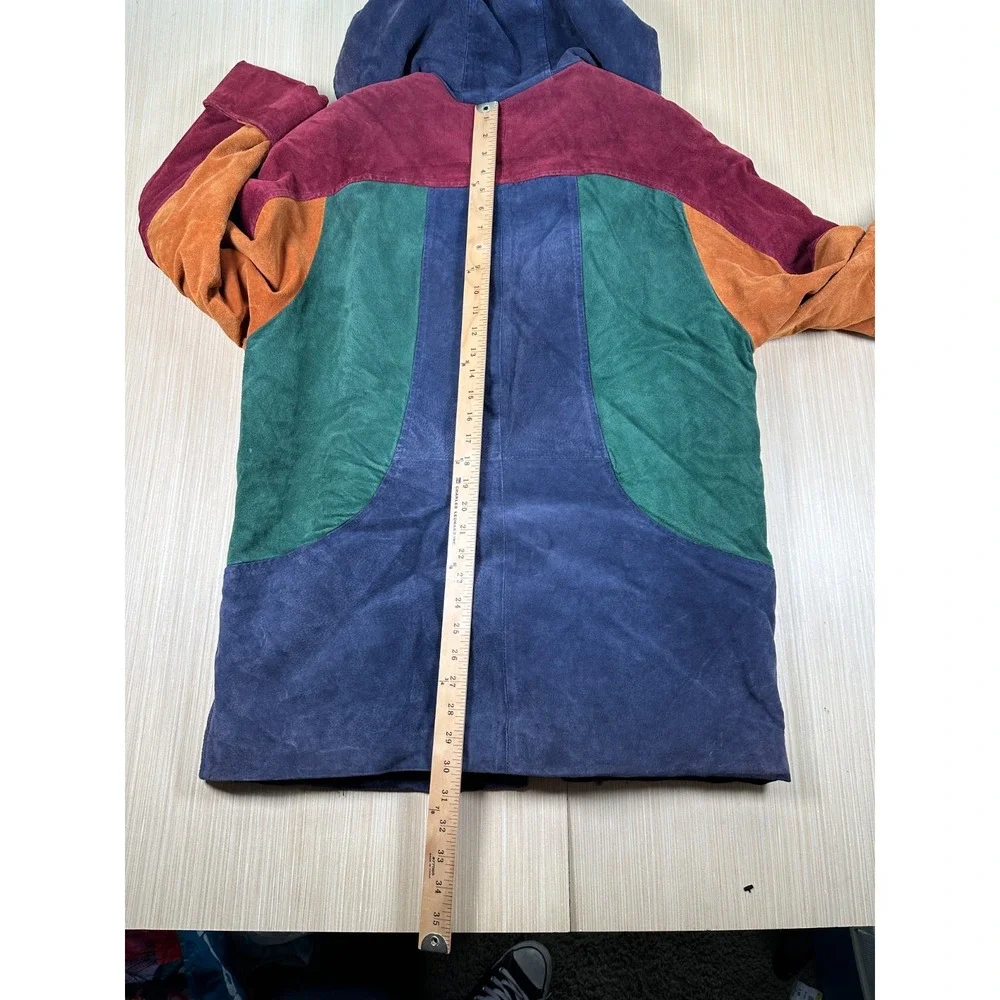 Outbrook Swing Jacket‎ Womens Medium Multicolor Leather Colorblock Hooded Toggle